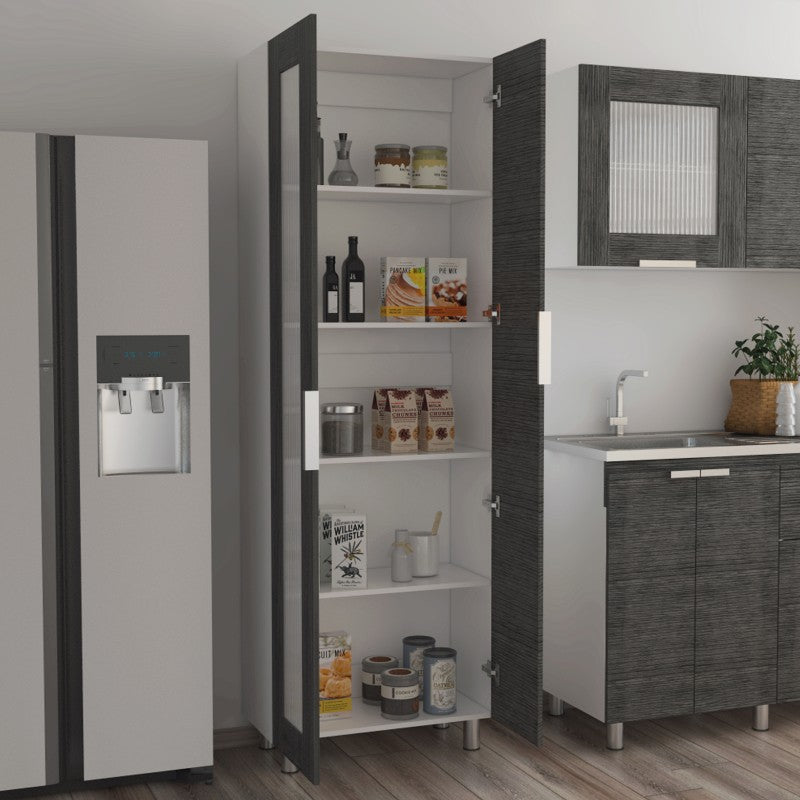 Mueble Alacena Fendi Color Roble Gris y Blanco Para Cocina