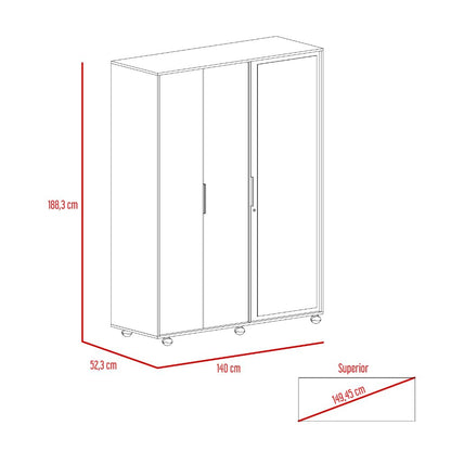 Armario con Espejo Kaia Color Miel y Blanco Marquez Para Dormitorio