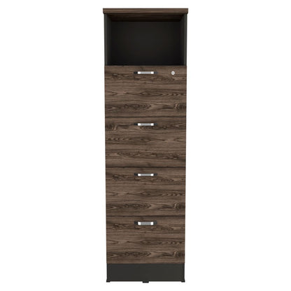 Archivador Home Office Color Negro Soft y Coñac Para Oficina