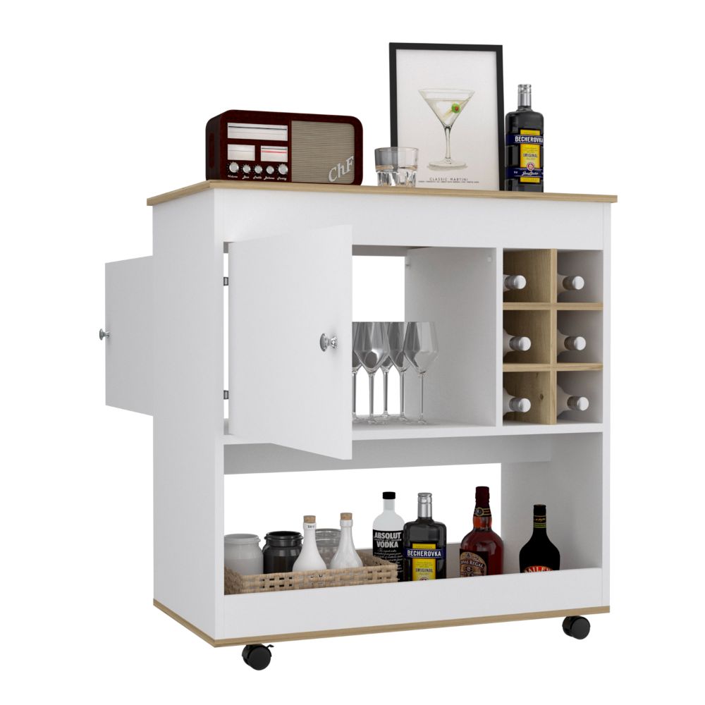Bar BI Color Blanco y Duna Para Sala De Estar