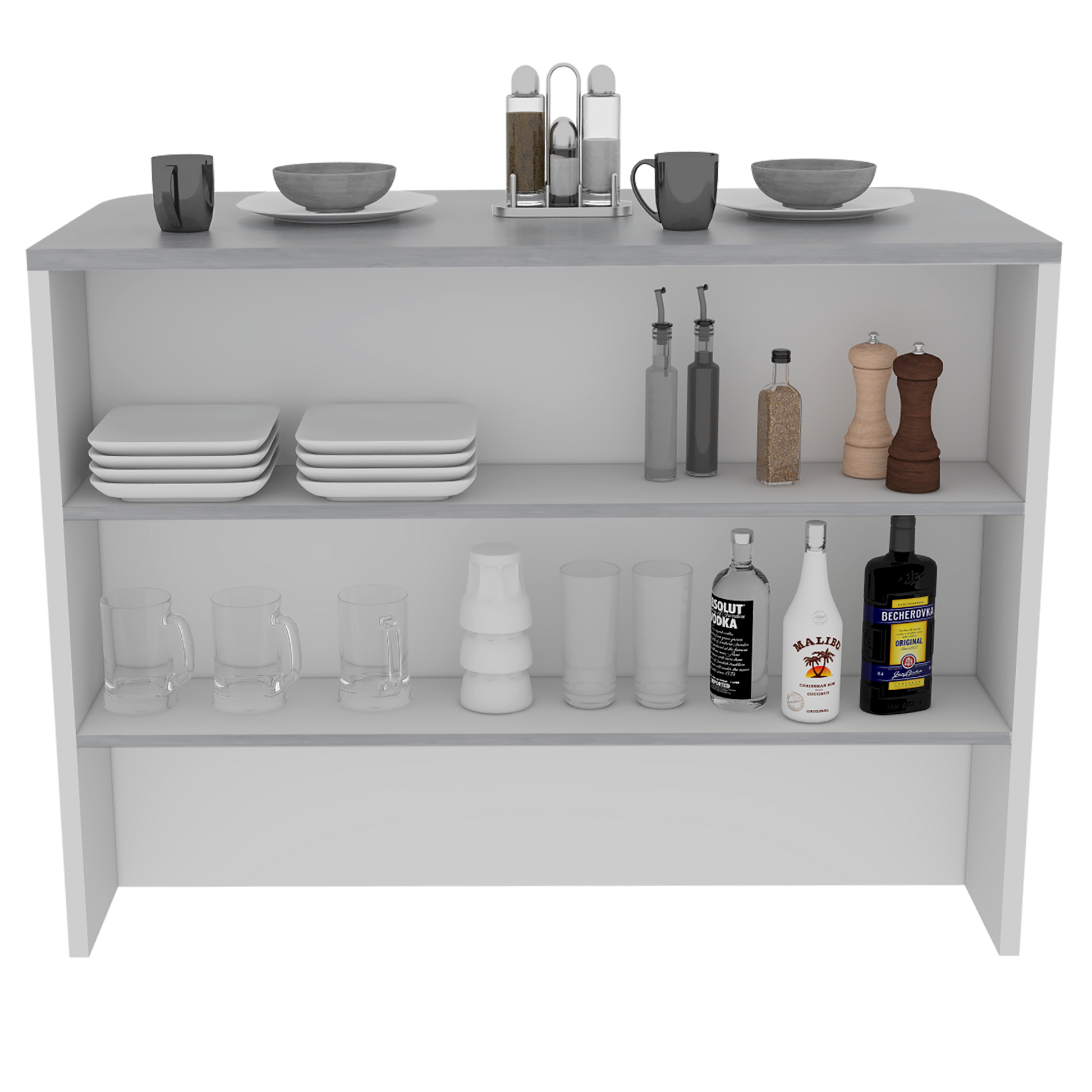 Barra Auxiliar de Cocina Fendi Color Cemento y Blanco Para Cocina