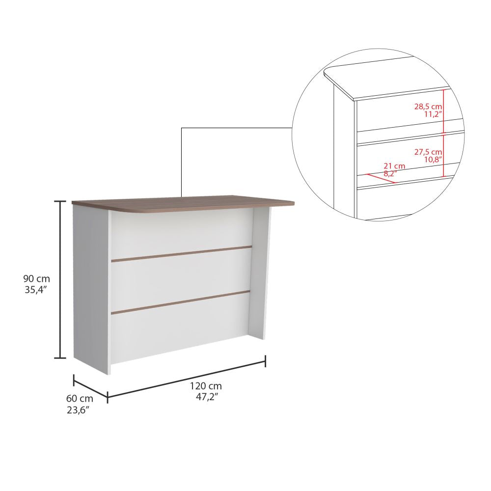 Barra Auxiliar de Cocina Fendi Color Blanco Marqueza y Castaño Para Cocina