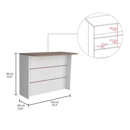 Barra Auxiliar de Cocina Fendi Color Blanco Marqueza y Castaño Para Cocina