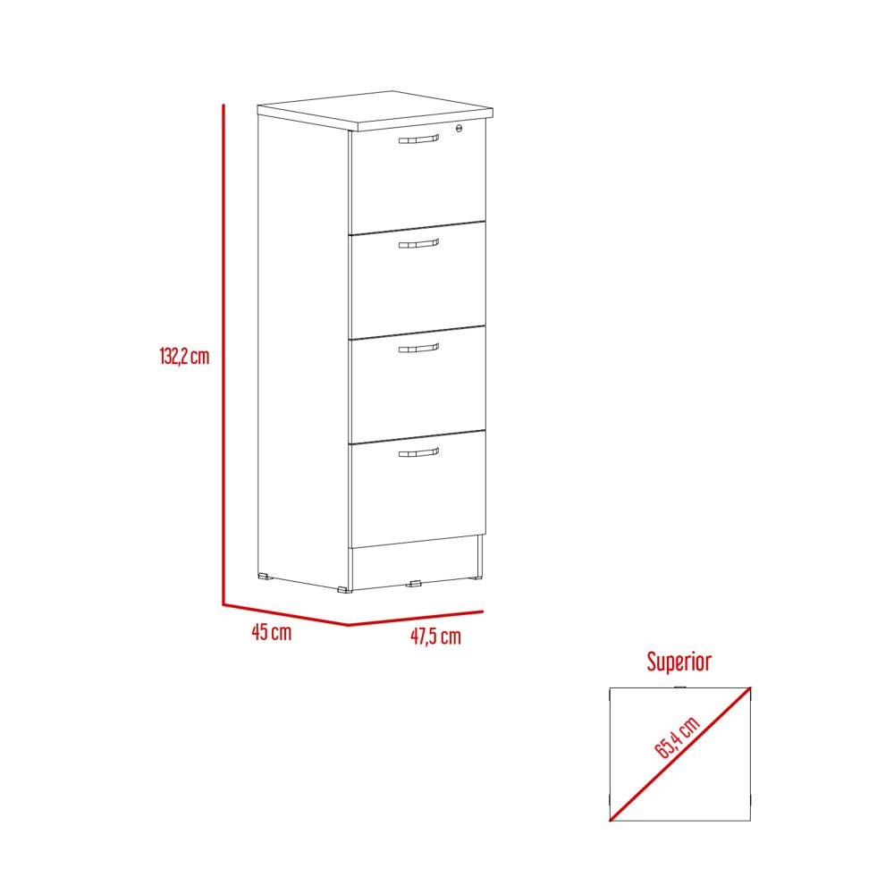 Archivador 4C Alto + Biblioteca 1P Home Office Color Negro Soft y Coñac Para Oficina