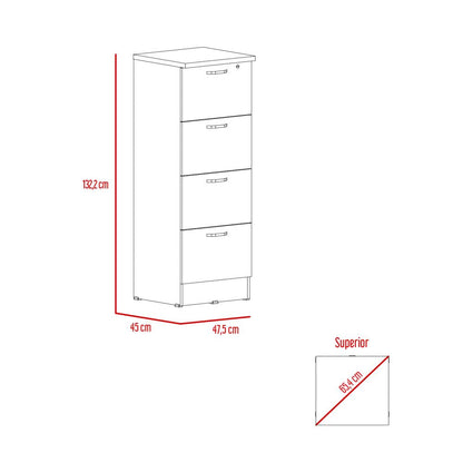 Archivador 4C Alto + Biblioteca 1P Home Office Color Negro Soft y Coñac Para Oficina