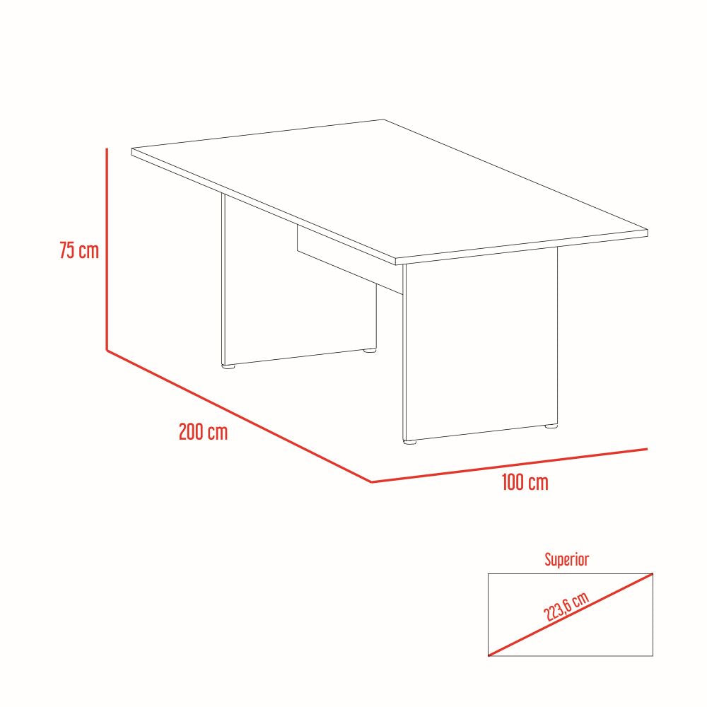 Mesa De Reunión M-200 + Archivador Home Office Color Negro Soft y Coñac Para Oficina