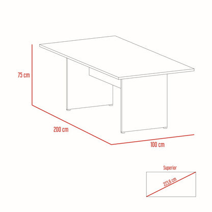 Mesa De Reunión M-200 + Archivador 4C Home Office Color Negro Soft y Coñac Para Oficina