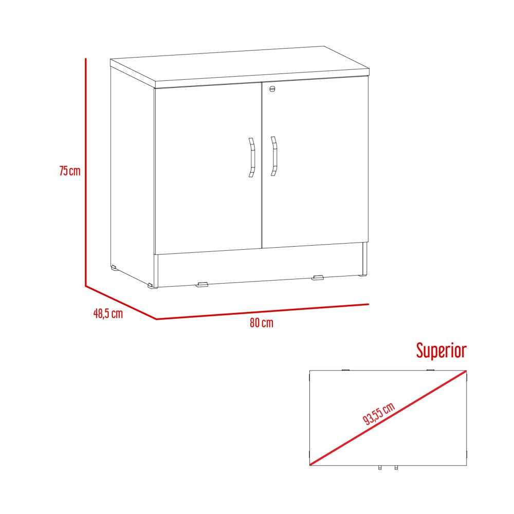 Archivador 4C Alto + Cajonera 2P Home Office Color Negro Soft y Coñac Para Oficina