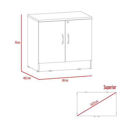 Archivador 4C Alto + Cajonera 2P Home Office Color Negro Soft y Coñac Para Oficina