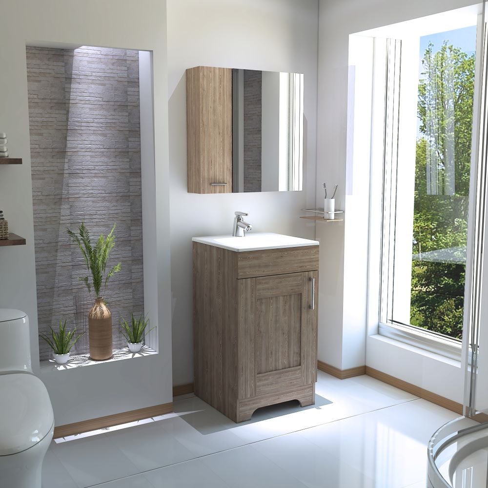 Combo Barcelona, Miel, incluye botiquín y mueble baño