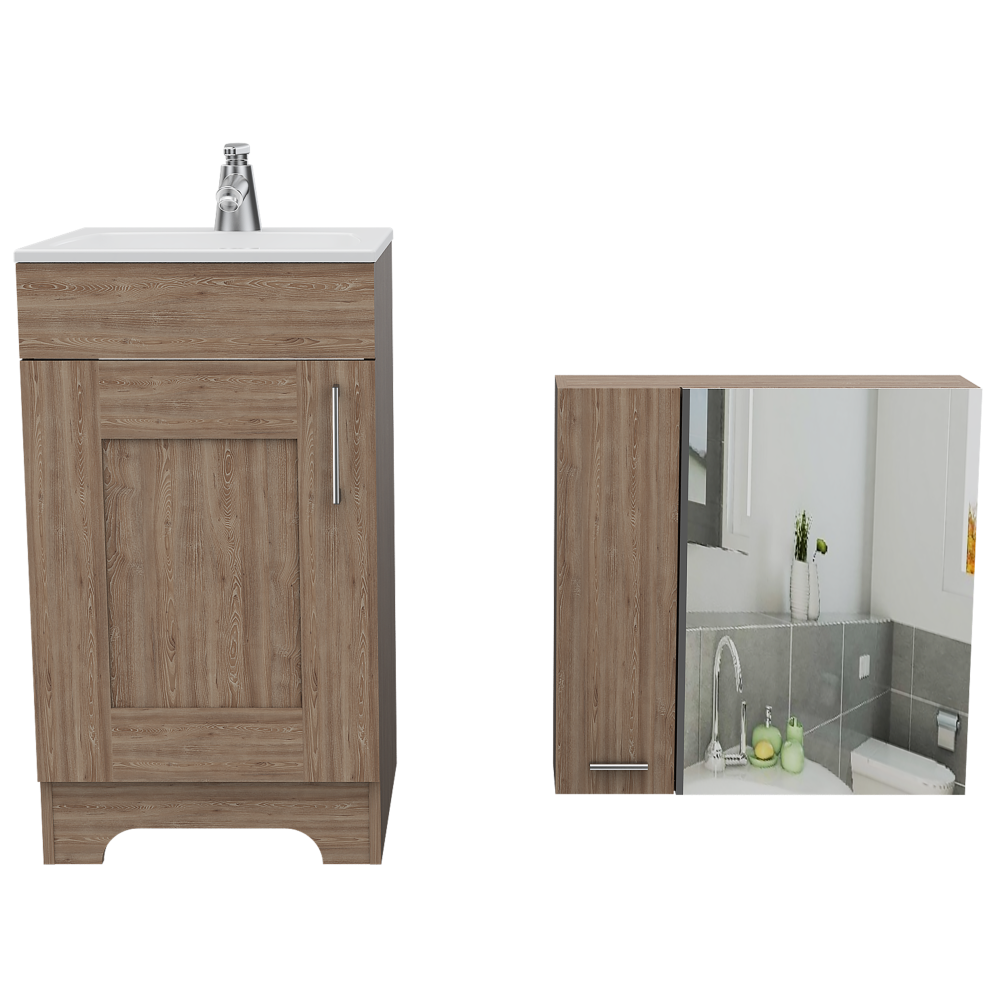 Combo Barcelona, Miel, incluye botiquín y mueble baño