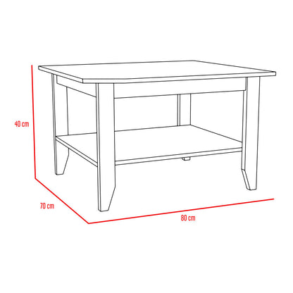 Mesa de Centro + Arrimo Essential Color Wengue Para Sala De Estar