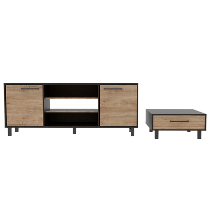 Rack TV + Mesa Centro Kaia Color Wengue y Miel Para Sala De Estar