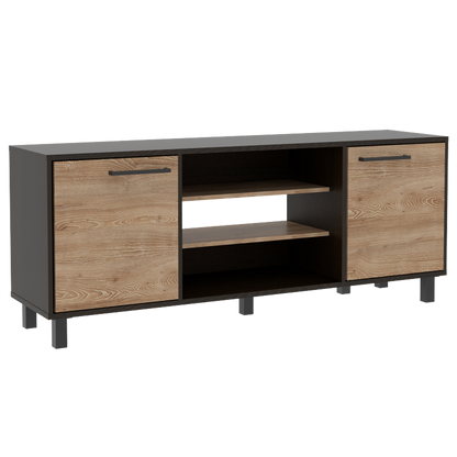 Rack TV + Mesa Centro Kaia Color Wengue y Miel Para Sala De Estar