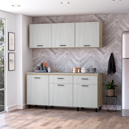 Combo Kitchen Gante, Rovere y Niebla, incluye módulo inferior y módulo superior