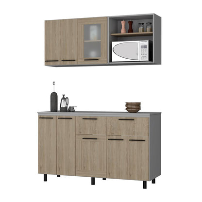 Combo Kitchen Hasselt, Rovere y Niebla, incluye módulo inferior y módulo superior 150