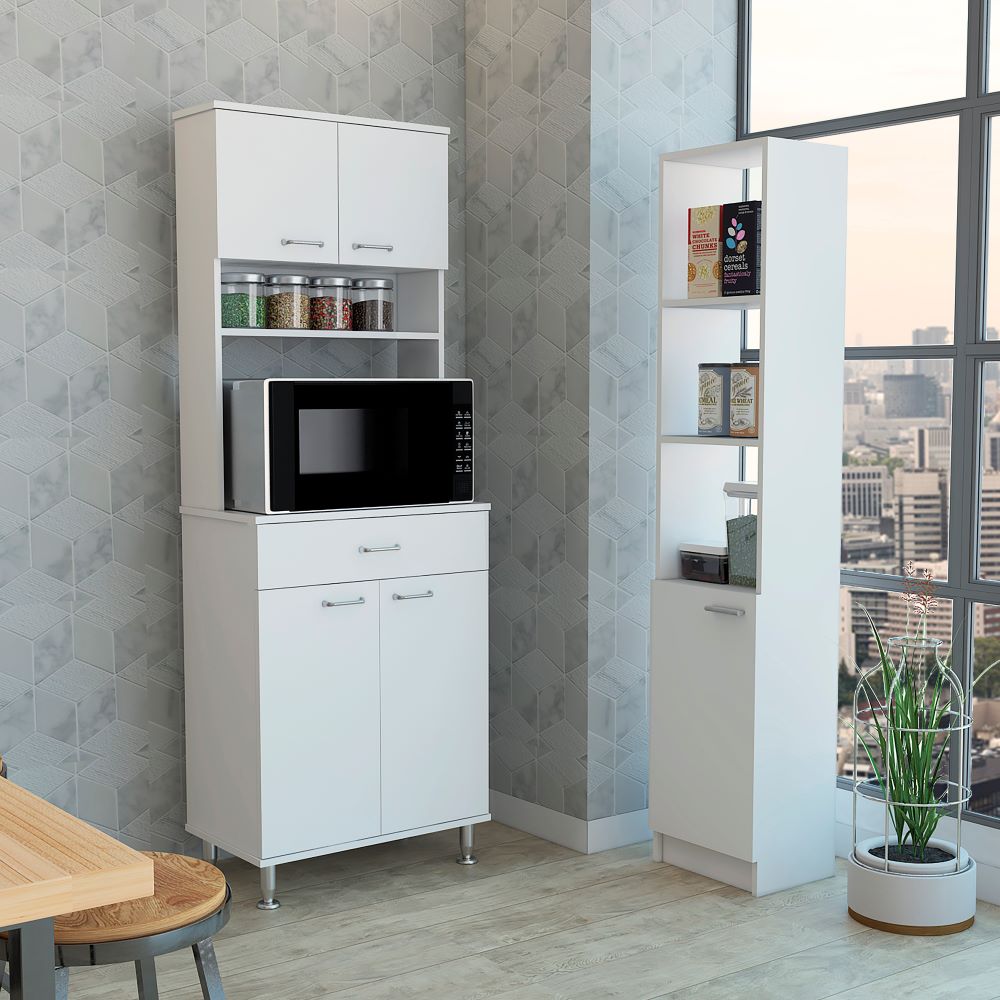 Combo Kitchen, Blanco, incluye mueble microondas y optimizador