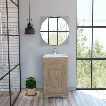 Combo Reflekta, Miel, incluye mueble de lavamanos y espejo salermo