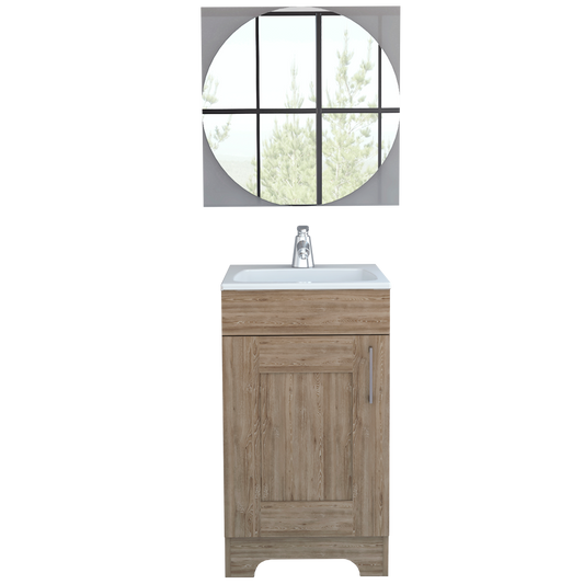 Combo Reflekta, Miel, incluye mueble de lavamanos y espejo salermo
