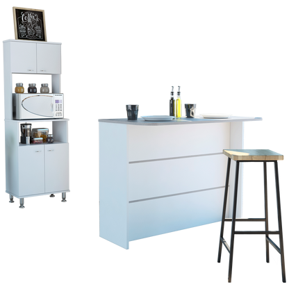 Combo Kitchen, Blanco, incluye mueble microondas y barra