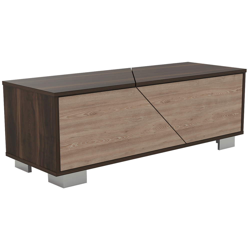 Bar Alto + Mesa Centro Fraktal Color Habano y Miel Para Sala De Estar