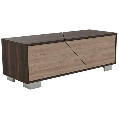 Bar Alto + Mesa Centro Fraktal Color Habano y Miel Para Sala De Estar