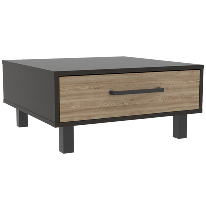 Bar Alto + Mesa De Centro Kaia Color Wengue y Miel Para Sala De Estar