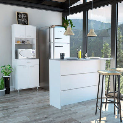 Combo Kitchen, Blanco, incluye mueble microondas y barra