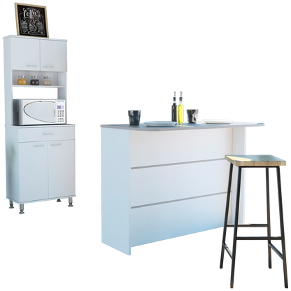 Combo Kitchen, Blanco, incluye mueble microondas y barra