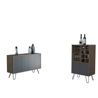 Bar Bajo + Bife Vassel Color Miel y Plomo Para Sala De Estar