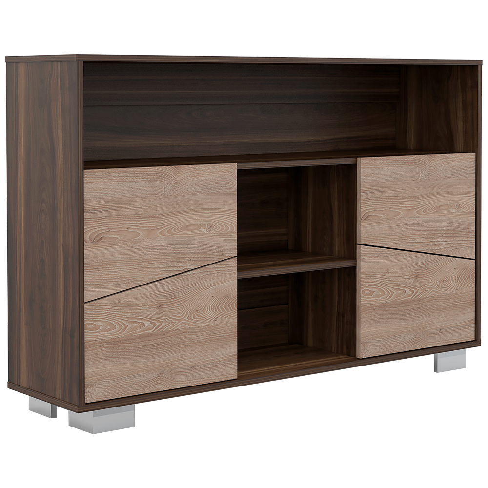 Bar Alto + Arrimo Fraktal Color Habano y Miel Para Sala De Estar