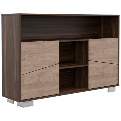 Bar Alto + Arrimo Fraktal Color Habano y Miel Para Sala De Estar