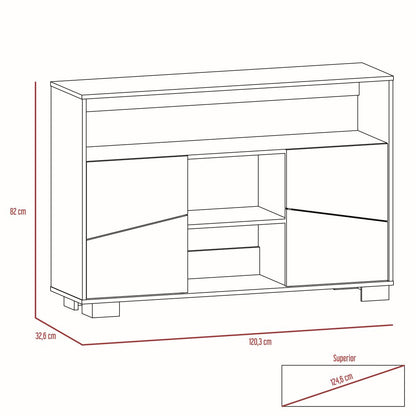 Bar Alto + Arrimo Fraktal Color Habano y Miel Para Sala De Estar