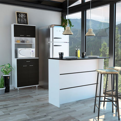 Combo Kitchen, Blanco y Wengue, incluye mueble microondas y barra