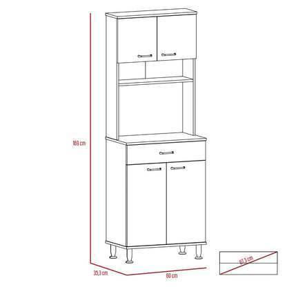 Combo Kitchen, Blanco y Wengue, incluye mueble microondas y barra