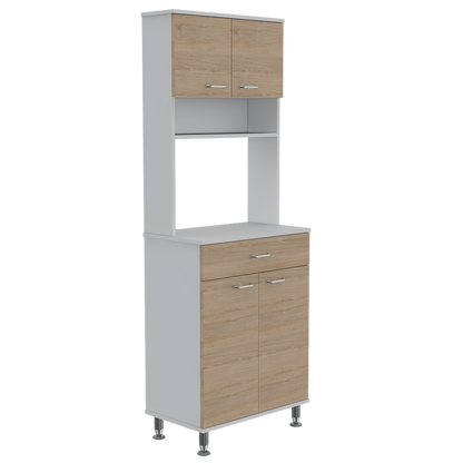 Combo Kitchen, Blanco y Rovere, incluye mueble microondas y barra