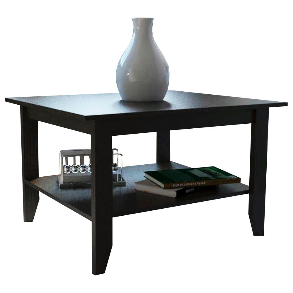 Mesa de Centro + Librero Essential Color Wengue Para Sala De Estar