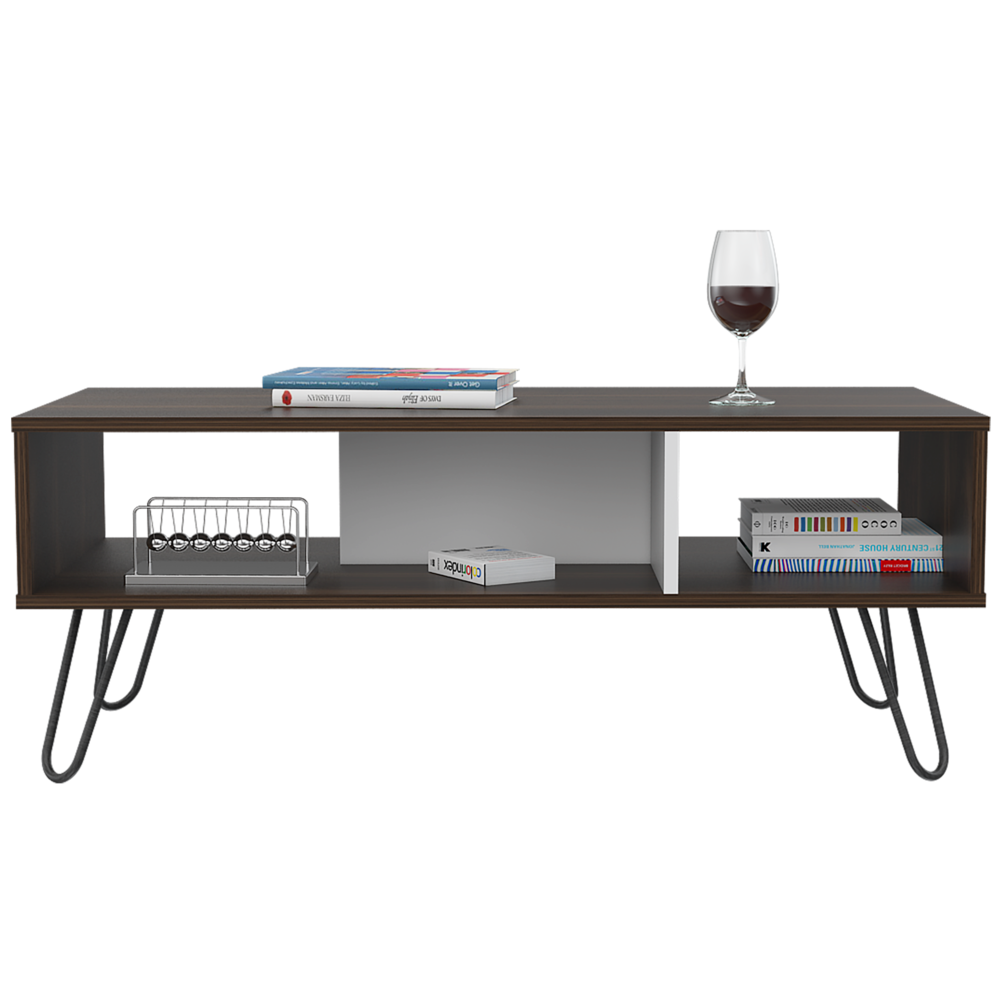 Bar + Mesa de Centro Vassel Color Habano y Blanco Para Sala De Estar