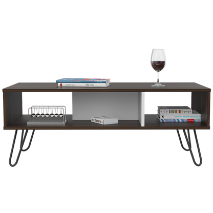 Bar + Mesa de Centro Vassel Color Habano y Blanco Para Sala De Estar