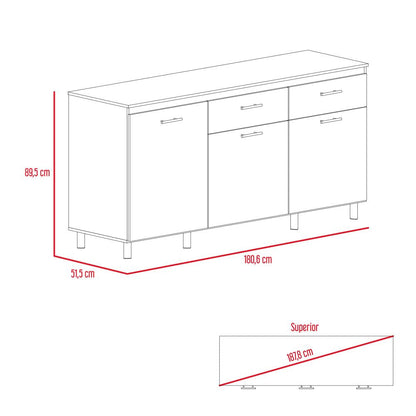 Combo Kitchen Gante, Rovere y Niebla, incluye alacena, módulo inferior y módulo superior