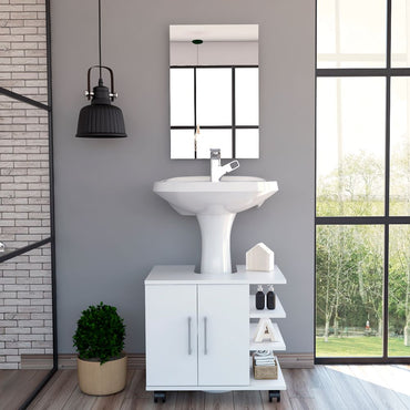 Combo Reflekta, Blanco, incluye mueble de lavamanos y espejo bolonia