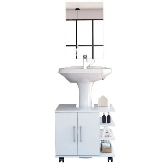 Combo Reflekta, Blanco, incluye mueble de lavamanos y espejo bolonia