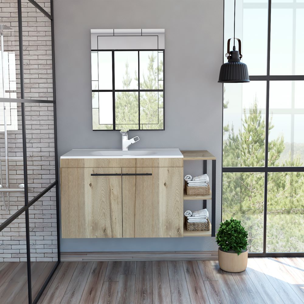 Combo Reflekta, Duna, incluye mueble de lavamanos flotante y espejo turin