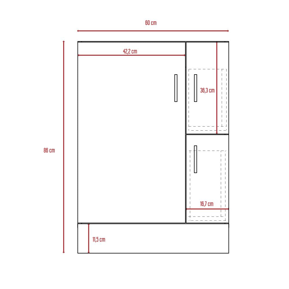 Combo Reflekta, Rovere y Blanco, incluye mueble de baño y espejo napoli