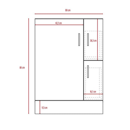 Combo Reflekta, Rovere y Blanco, incluye mueble de baño y espejo napoli