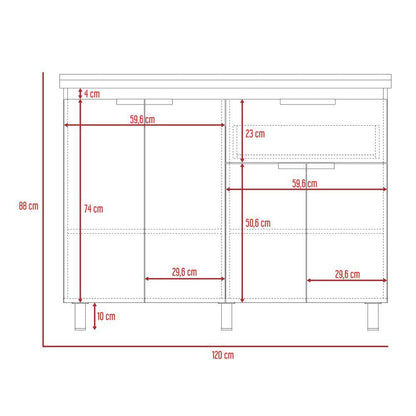 Combo Fendi, Rovere y Blanco, incluye mueble inferior y superior