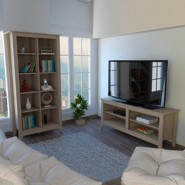 Rack + Librero Essential Color Rovere Para Sala De Estar