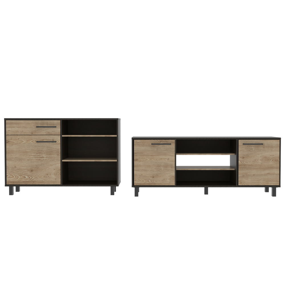 Rack + Bife Kaia Color Wengue y Miel Para Sala De Estar