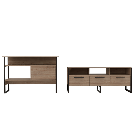 Rack TV + Arrimo Magnum Color Miel Para Sala De Estar