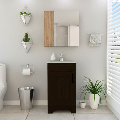 Combo Bath, Miel y Wengue, incluye botiquín y mueble de lavamanos